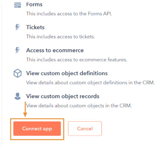 Connect app button.