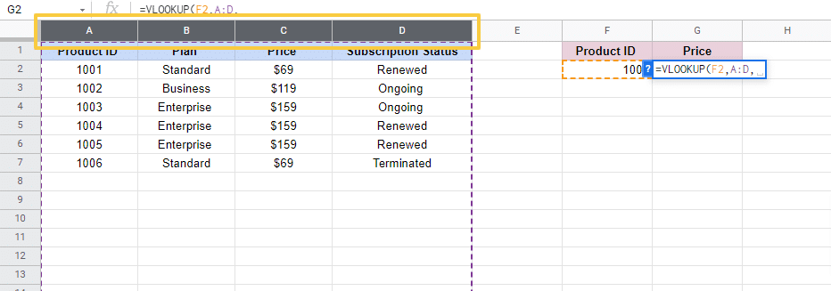 vlookup columns