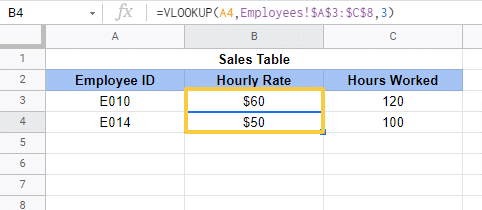 vlookup drag down formula