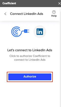 Coefficient will prompt you to grant it access to your LinkedIn Ads account.