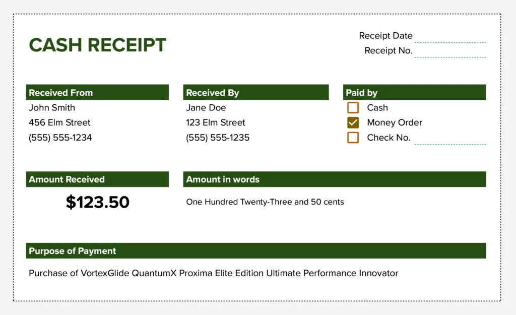 cash receipt template