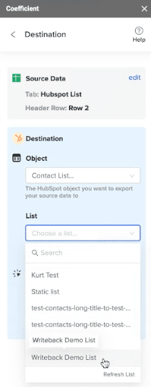 Select the appropriate List.