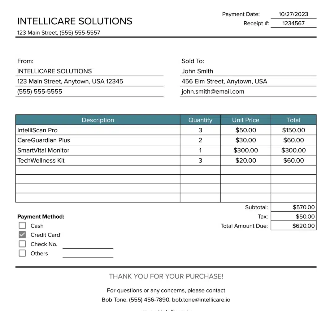 sales receipt template