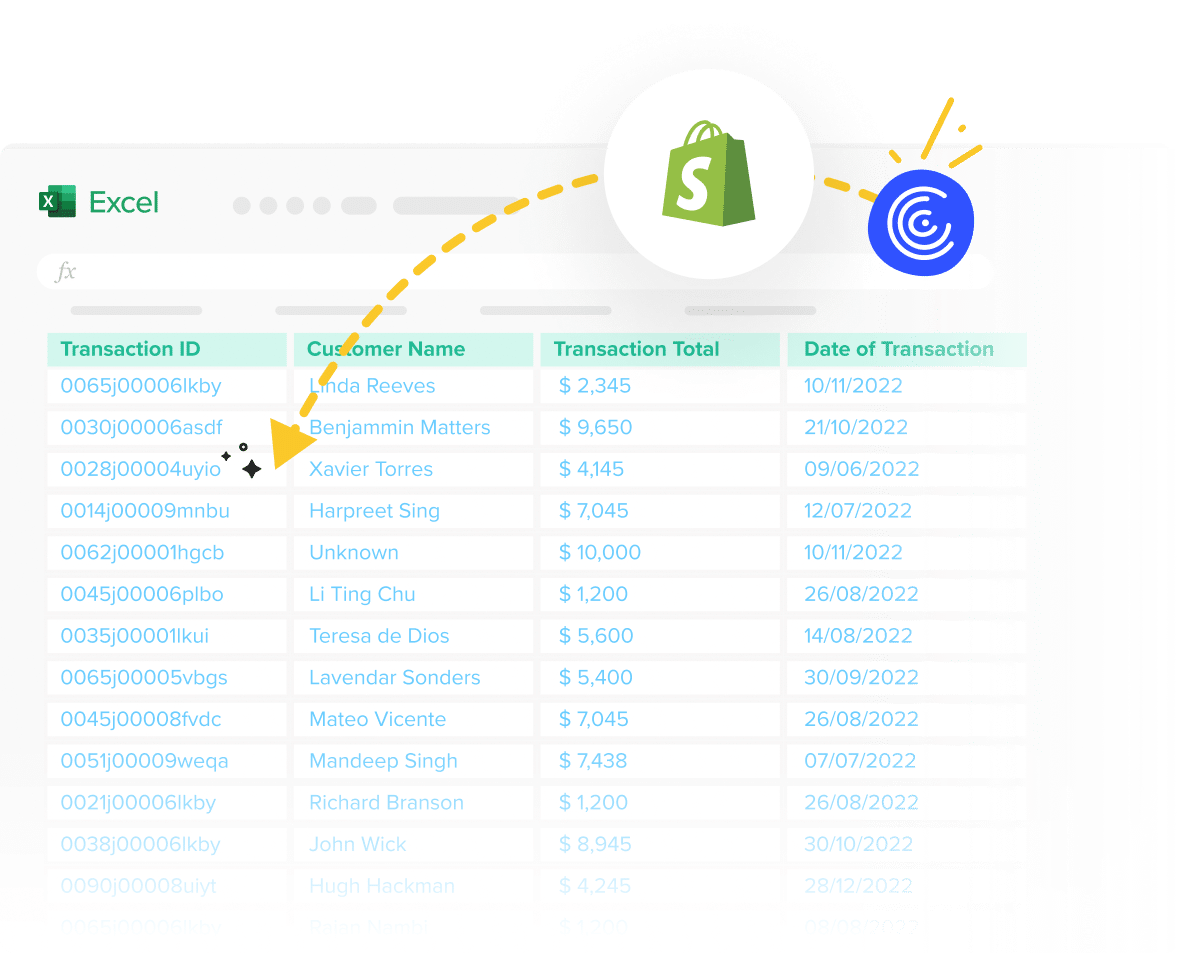 Shopify to Excel