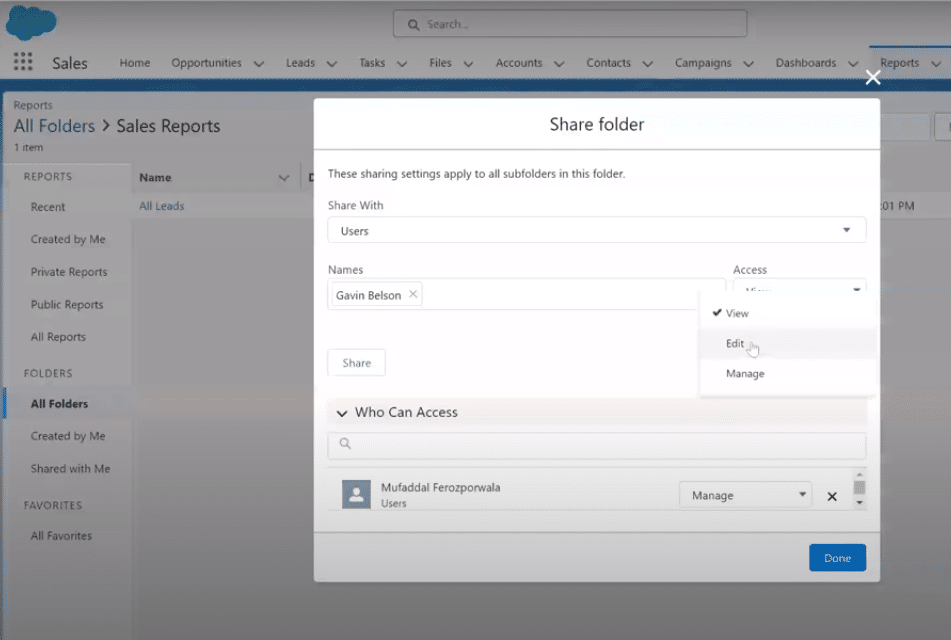 Choose between view, edit, or manage access levels according to the recipient's role. 