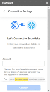 following the prompts to authorize coefficient to access snowflake