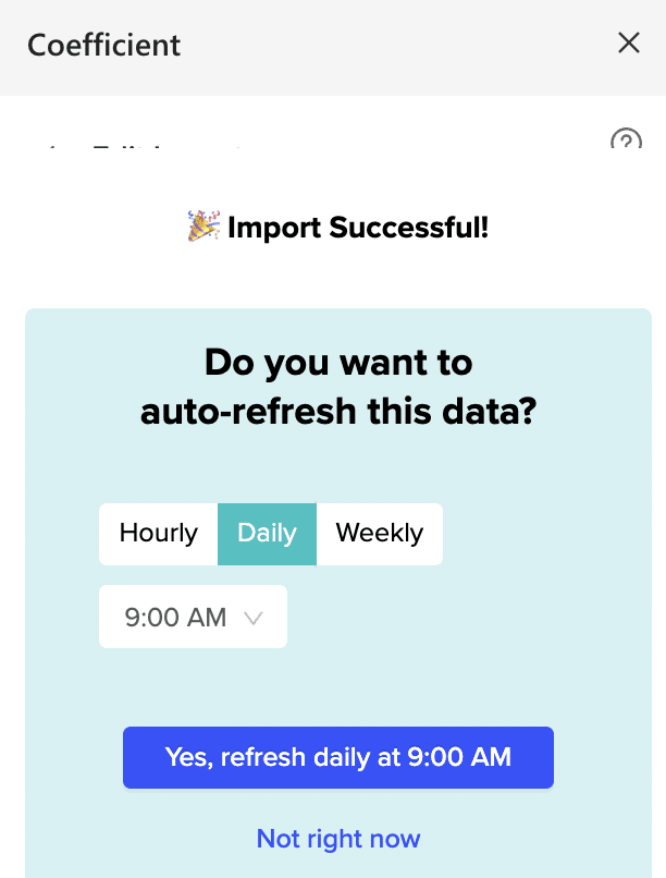 Configuring automatic data syncs between Looker and Excel in Coefficient