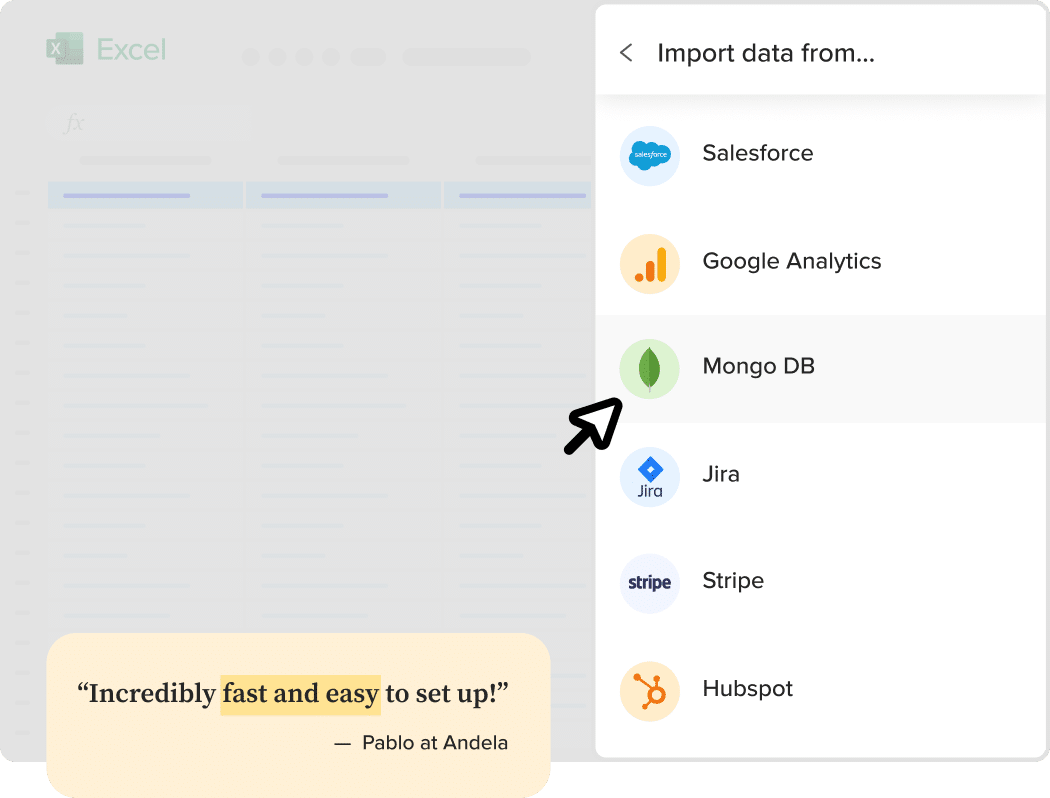 MongoDb to Excel Data Connector