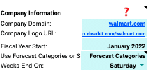 Customizing company information on Coefficient's dashboard for personalized analysis.