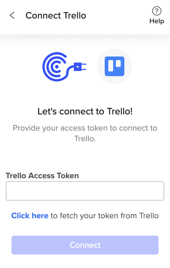 The link to fetch the Trello token in the Coefficient sidebar.