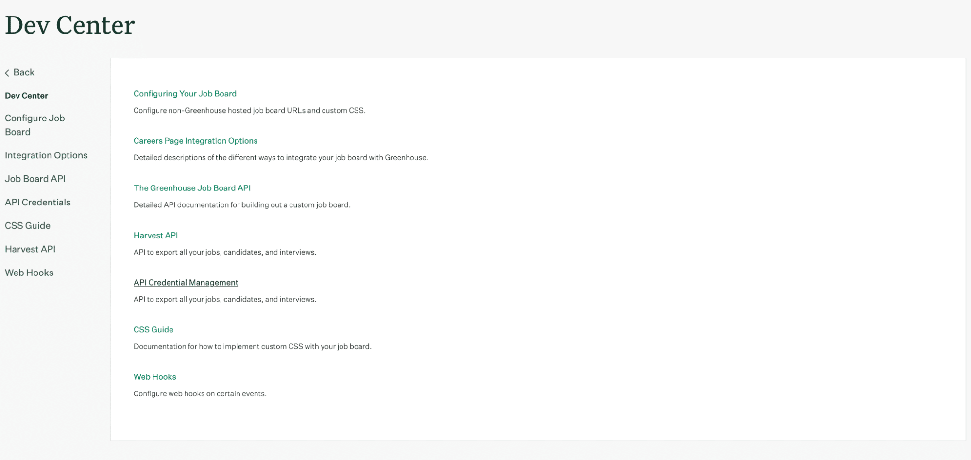 Navigating through Greenhouse account settings to manage API credentials in Google Sheets.
