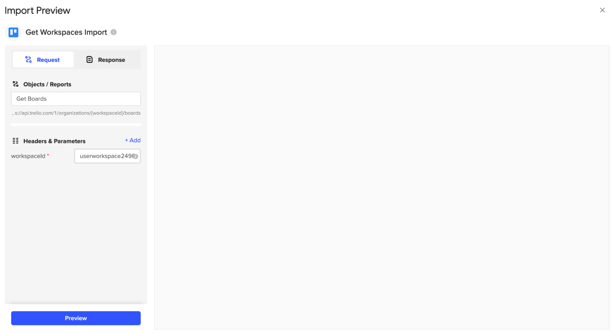 The workspace ID pasted into the Coefficient sidebar for fetching Trello boards.