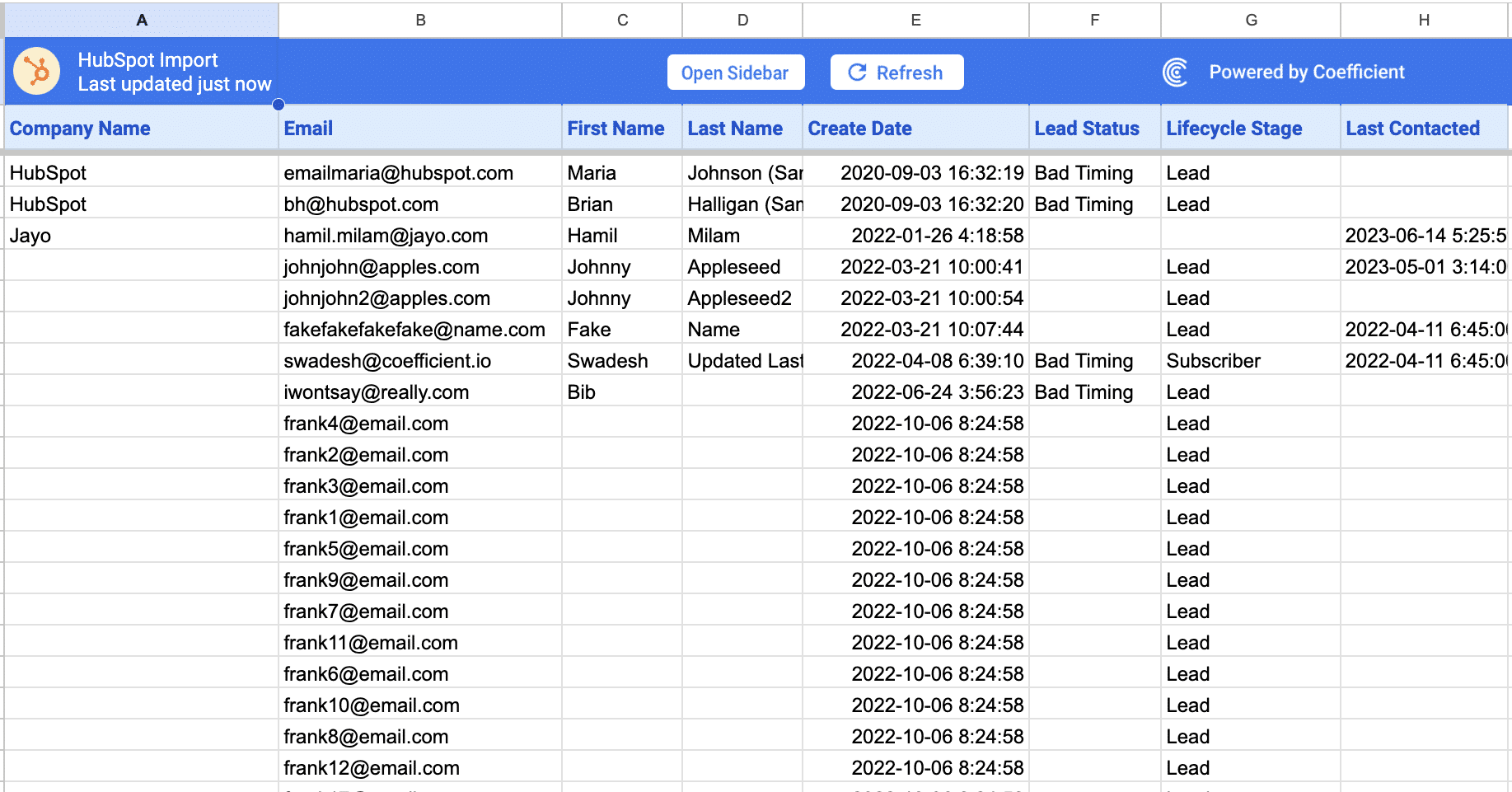 hubspot excel data import