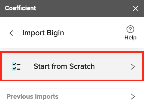 import bigin data into google sheets from scratch
