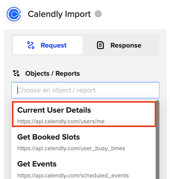 pull current user details from calendly into excel
