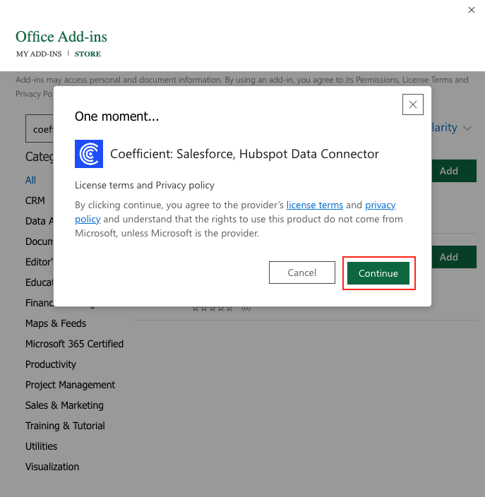 authorize zoho books connector for excel