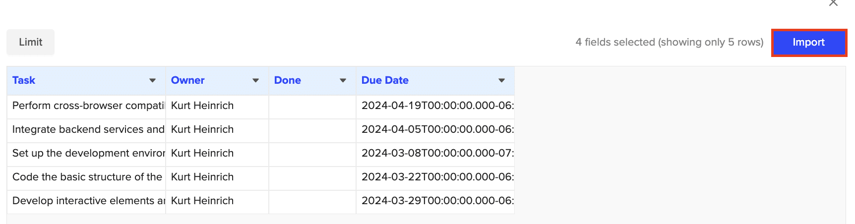import coda data into google sheets