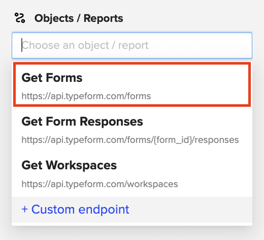 typeform endpoints coefficient sidebar for google sheets