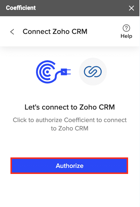 Following the prompts to authorize the connection to Zoho CRM