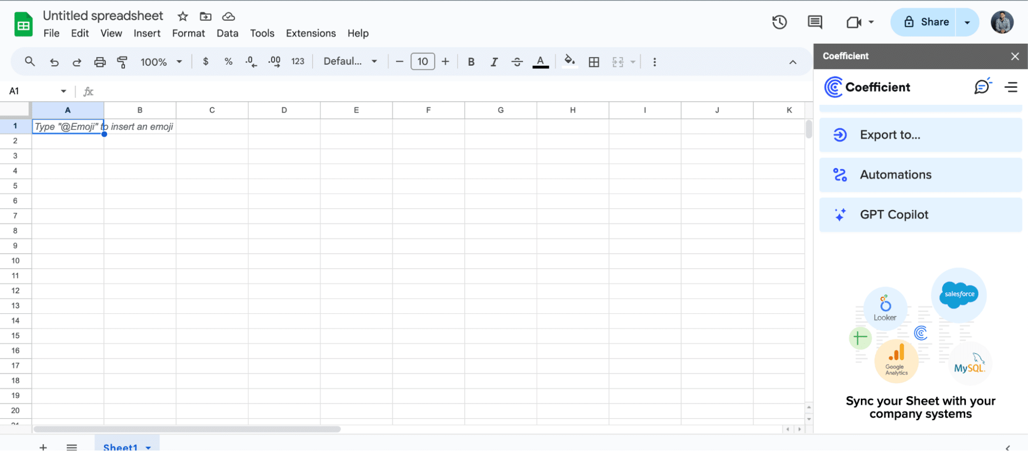 Coefficient appearing on the right-hand side of the Google Sheets.