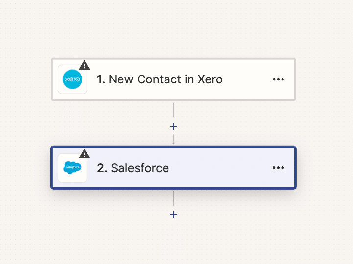 Searching for and selecting Salesforce as your action app in Zapier.