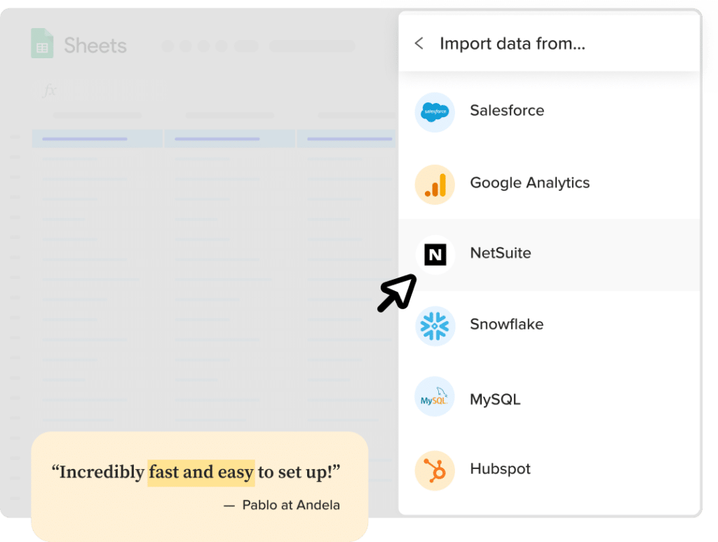 import data from netsuite into google sheets