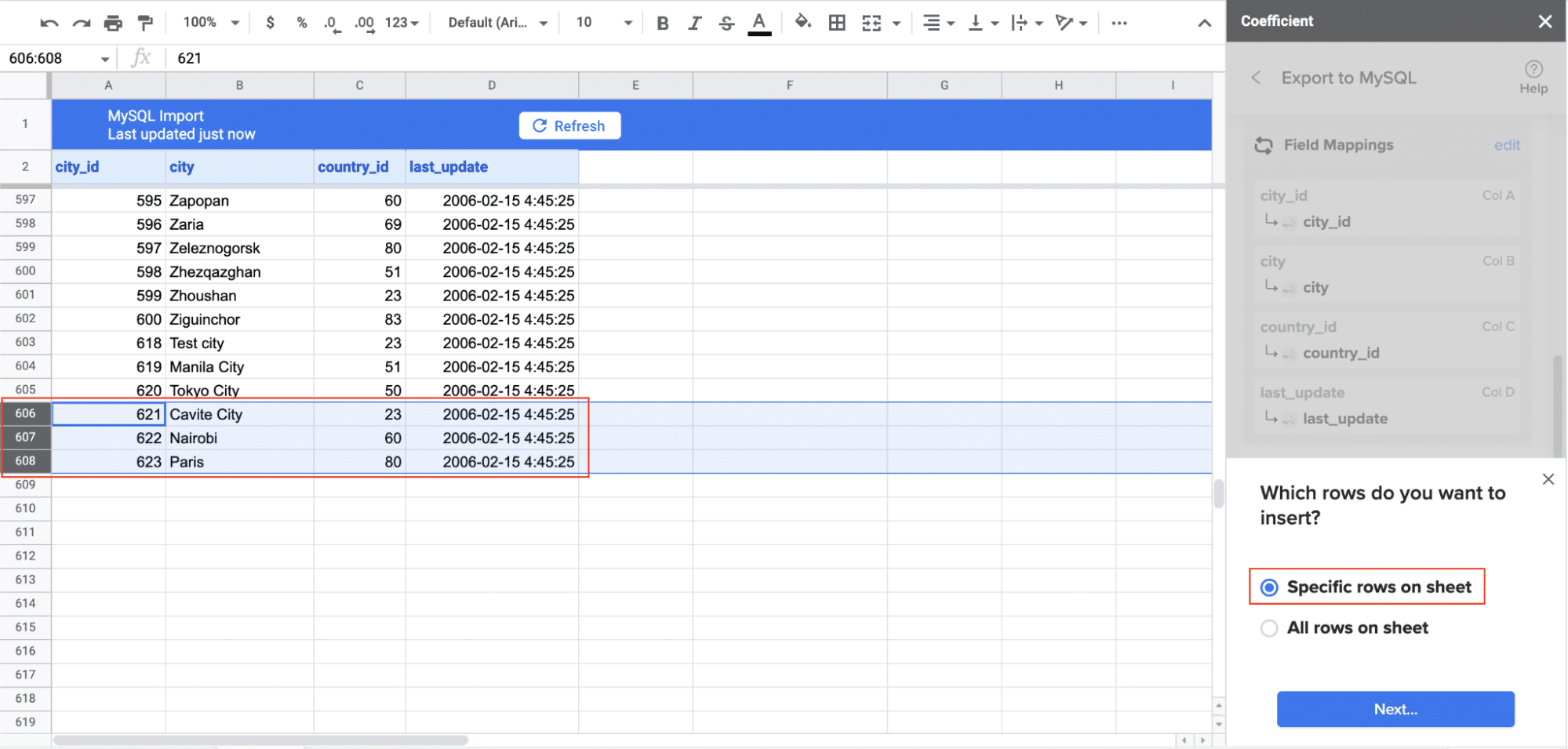 confirming export to postgreSQL