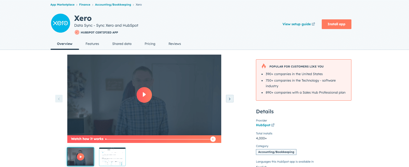 Native HubSpot-Xero integration