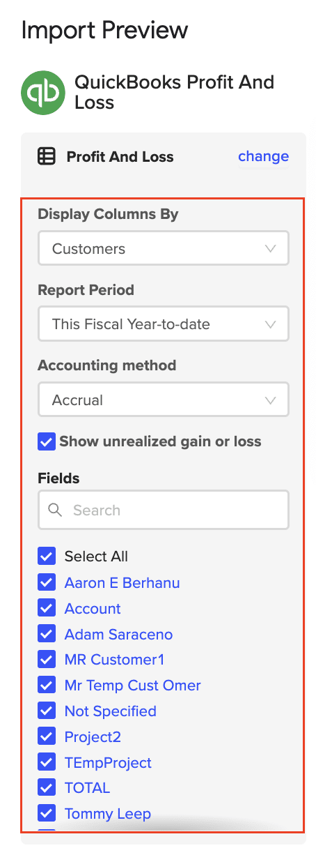 Personalizing import settings