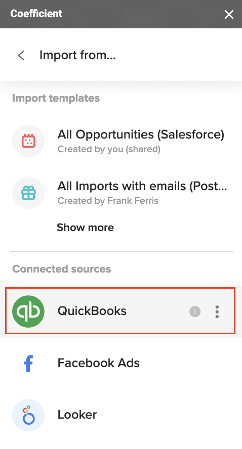 Picking QuickBooks import from...