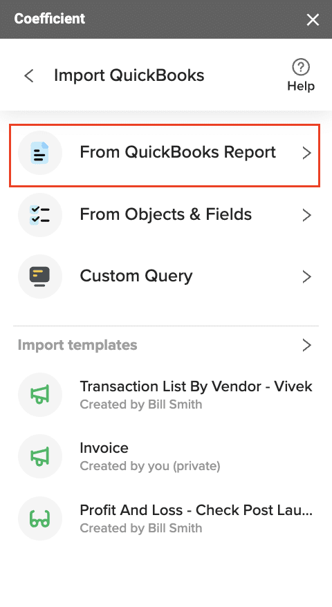 Picking specific QuickBooks report
