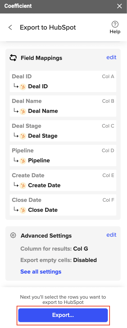 Selecting rows for export