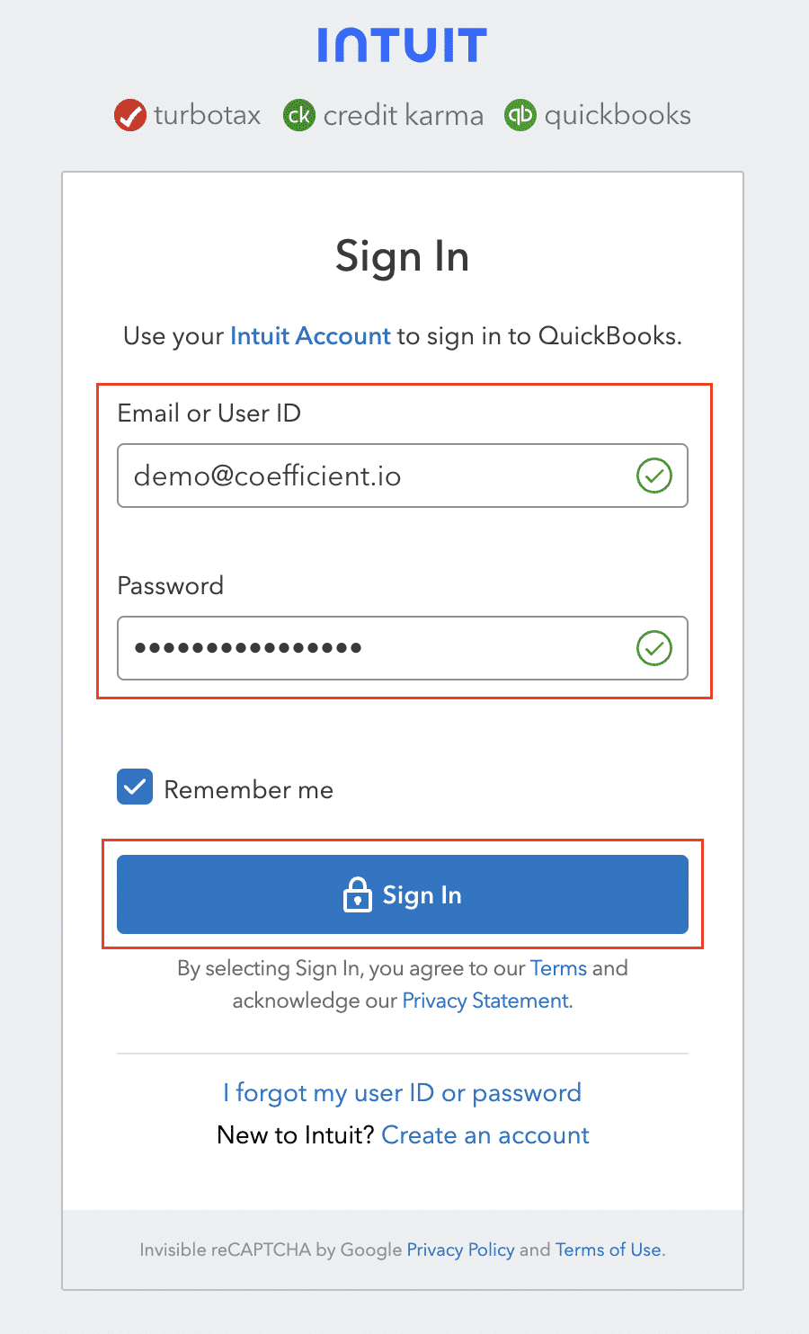 Authorizing Coefficient to the QuickBooks account.