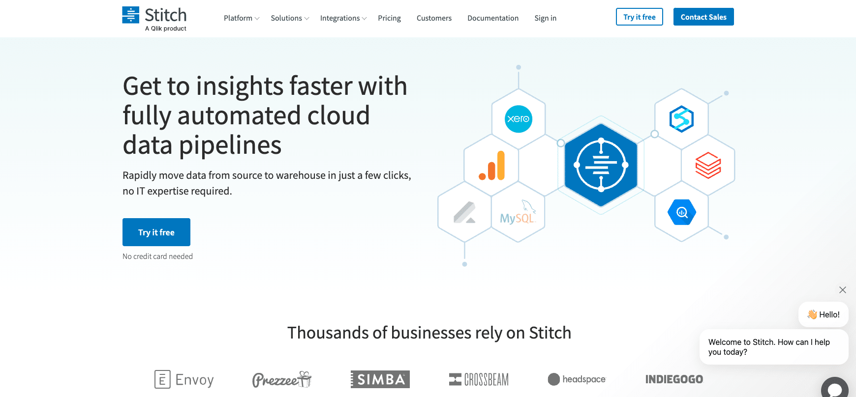 a screenshot of Stitch's homepage.